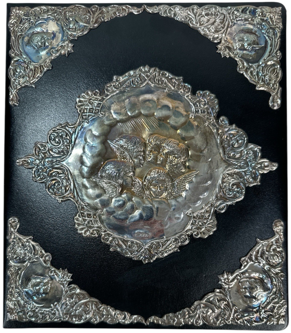 Cherubs Sterling Silver Large Leather Lord Chaltam Collection Photo Curio Album