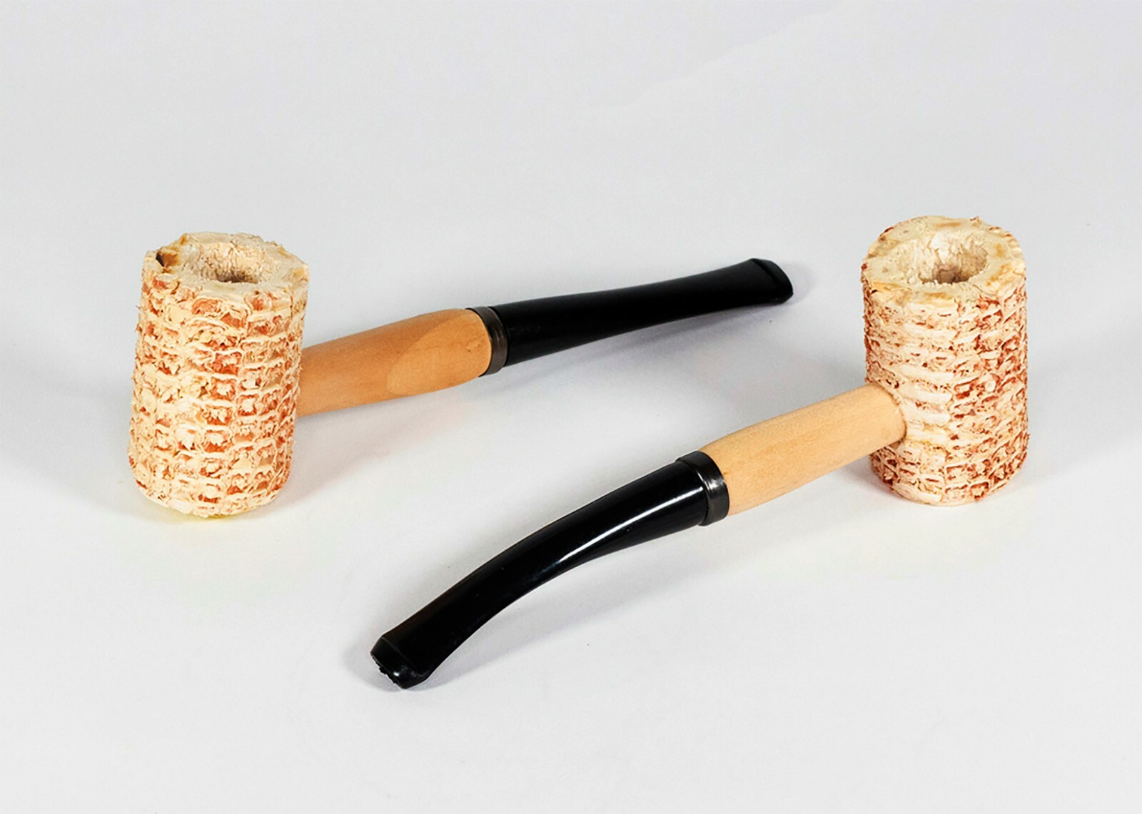 2pc. Straight Curved Large Corn Cob Tobacco Pipe Large Corn Cob Smoking Pipe