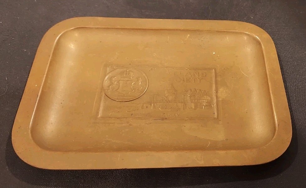 Antique 1915 Holland Society Of New York Bronze Trinket Dish