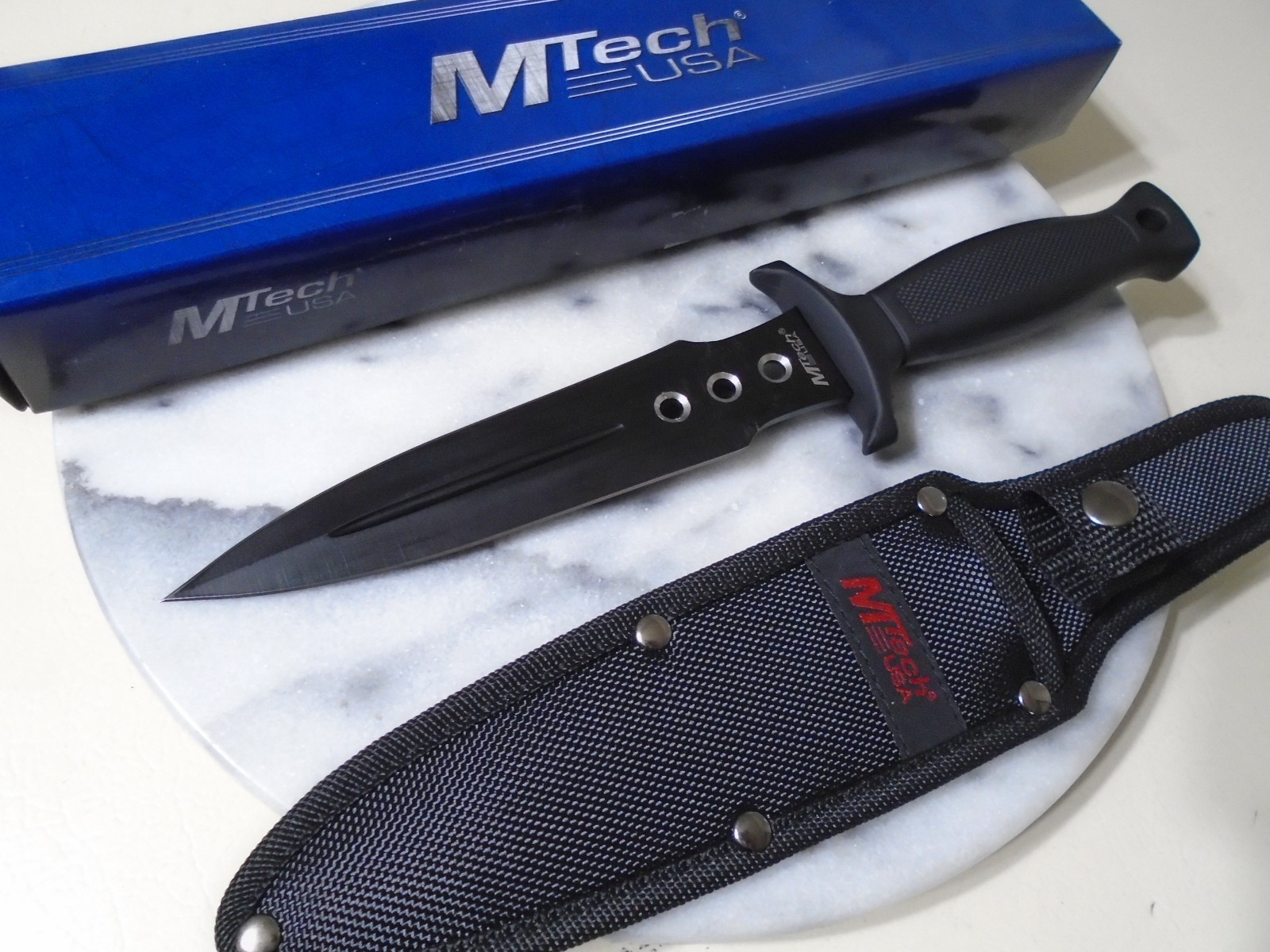 Mtech Black Dual Edge Dagger Fixed Blade Knife & Sheath MT-454 11 1/2″ OA New