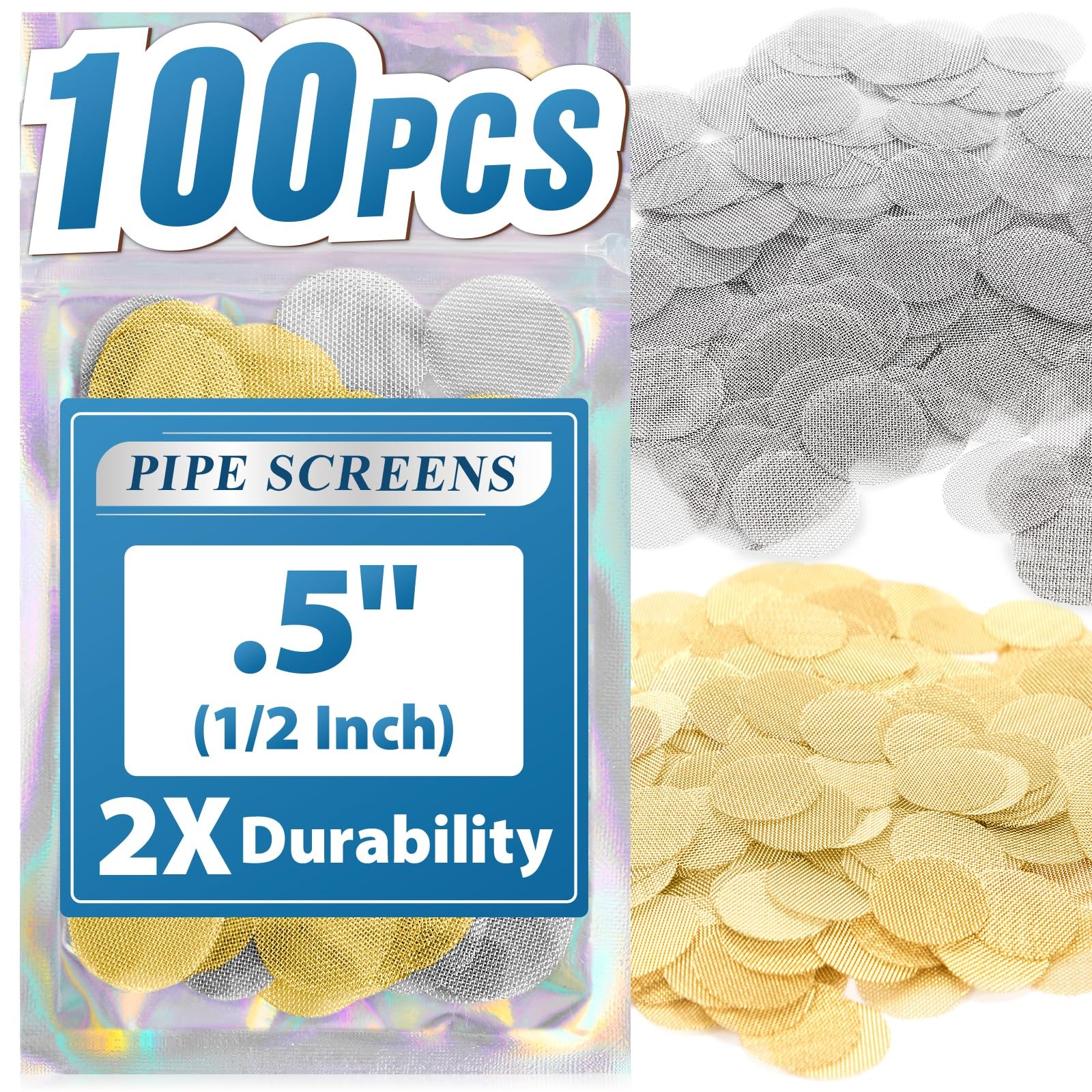 100 Pcs Heavy Duty Pipe Screens, 1/2 Inch Pipe Filter, 50 Pcs 0.5 Inch Stainl…