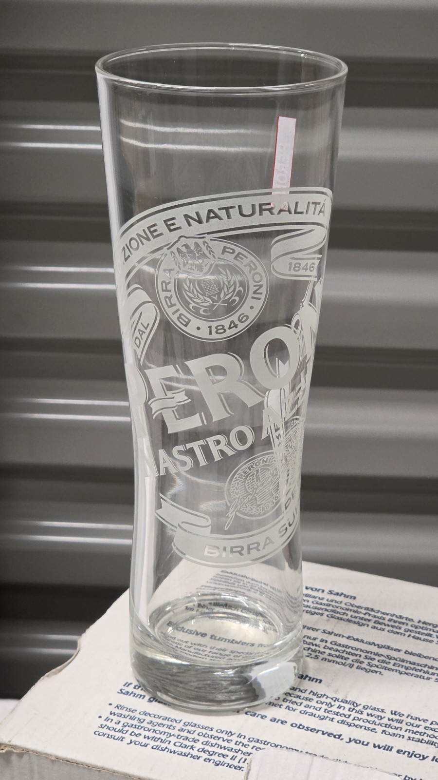 Peroni Nastro Azzurro Beer Glasses 0.3L Set of 6 New in Box SAHM Italy Bar Pub