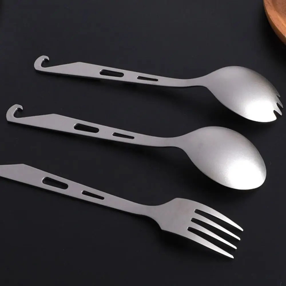 New Portable Titanium Spoon Long Handle Environmental Outdoor Camping Fork Outdo