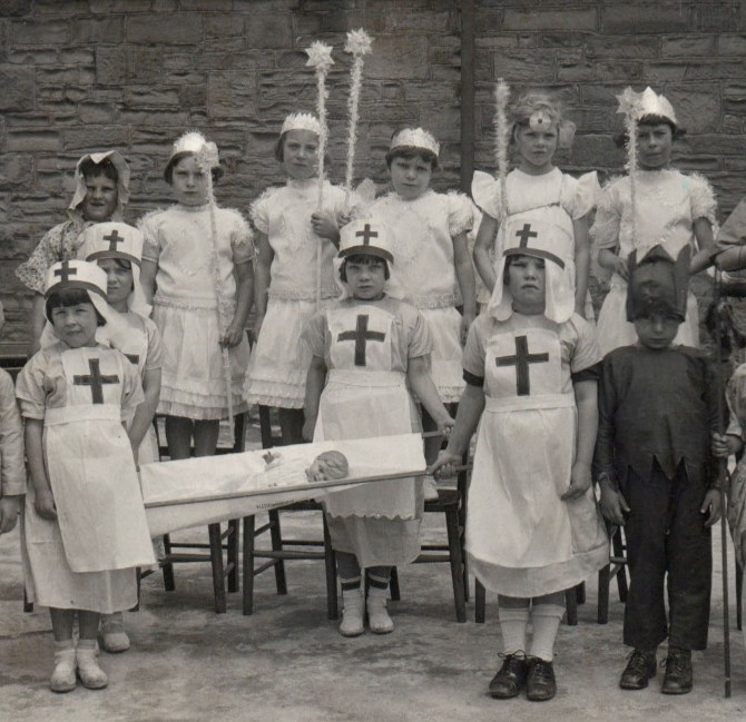 WWI Nurse Children Red Cross Halloween Costumes Fairy RPPC Real Photo Postcard