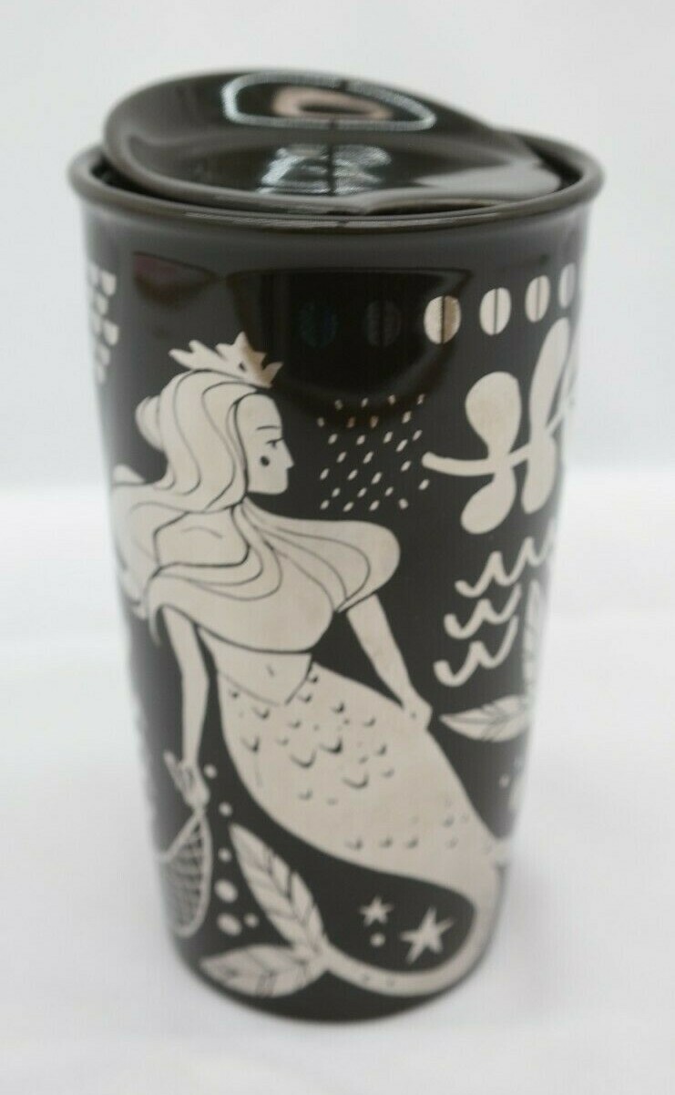 NOS Starbucks Mermaid Double Wall Tumbler Metallic Ceramic Travel Mug 12oz EL