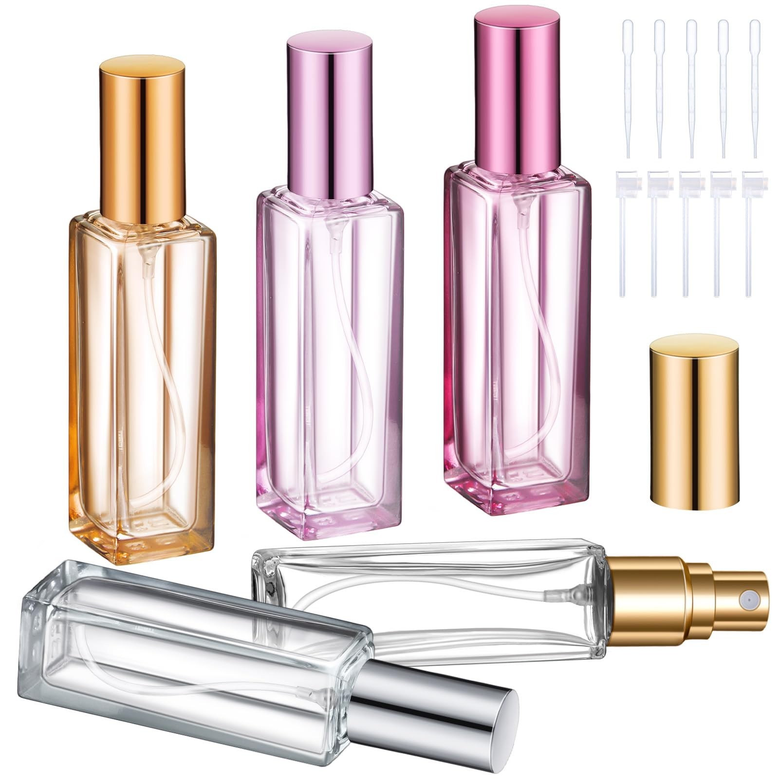 Perfume Decanter 10ml Refillable Spray Bottle for Travel Mixed Colors 5 Pcs