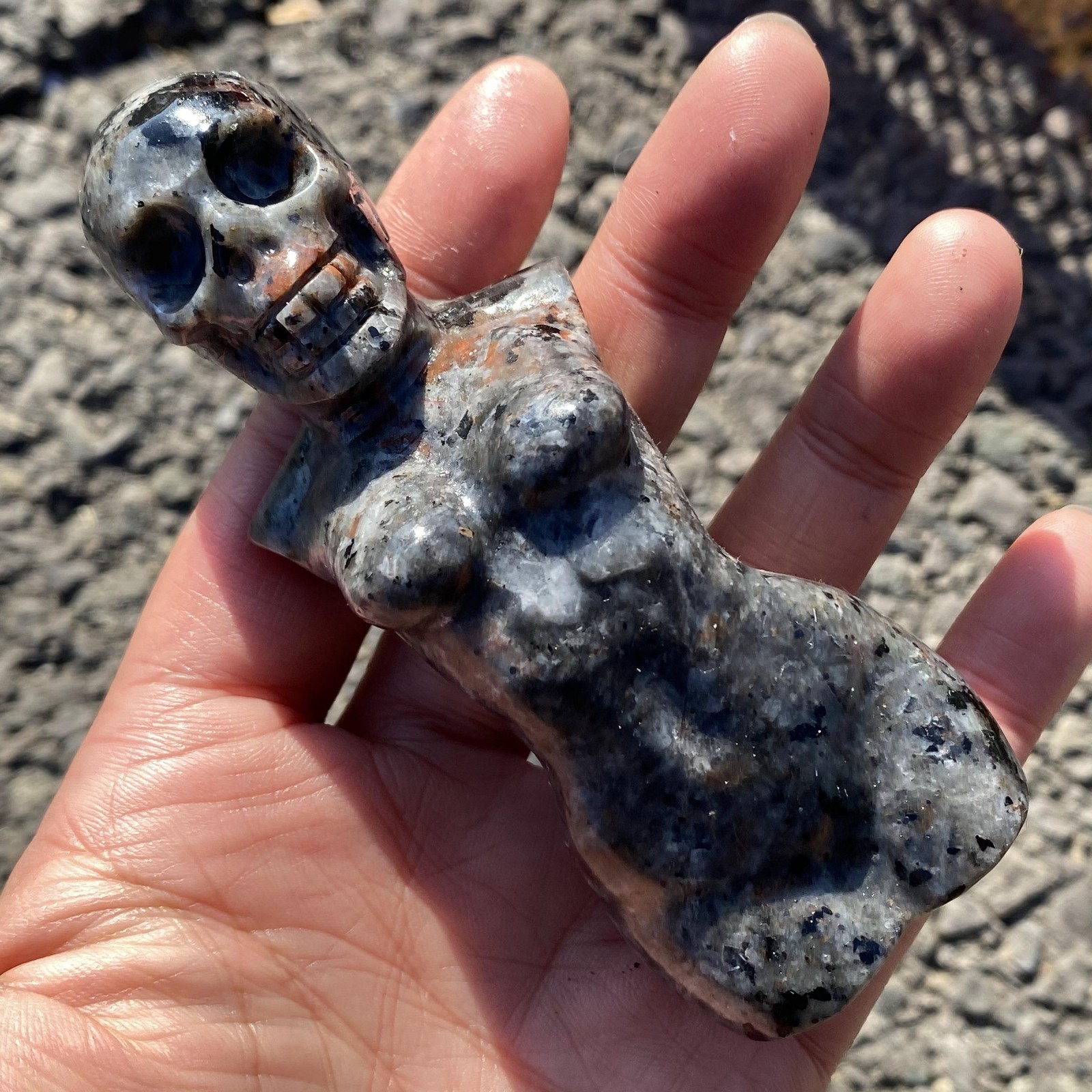 1pcs Natural Yooperite Women Quartz Crystal Skull Carved Goddess Healing 3.9″