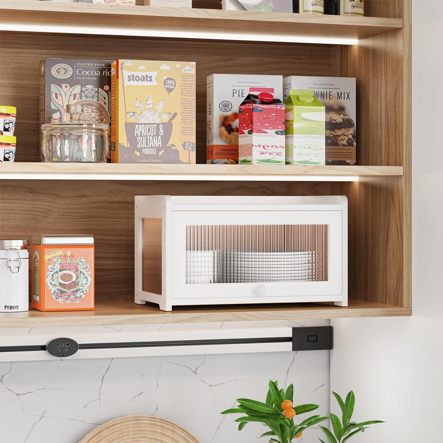 Functional Bamboo Bread Box with Clear Window and Ample Storage – Hand Wash Only