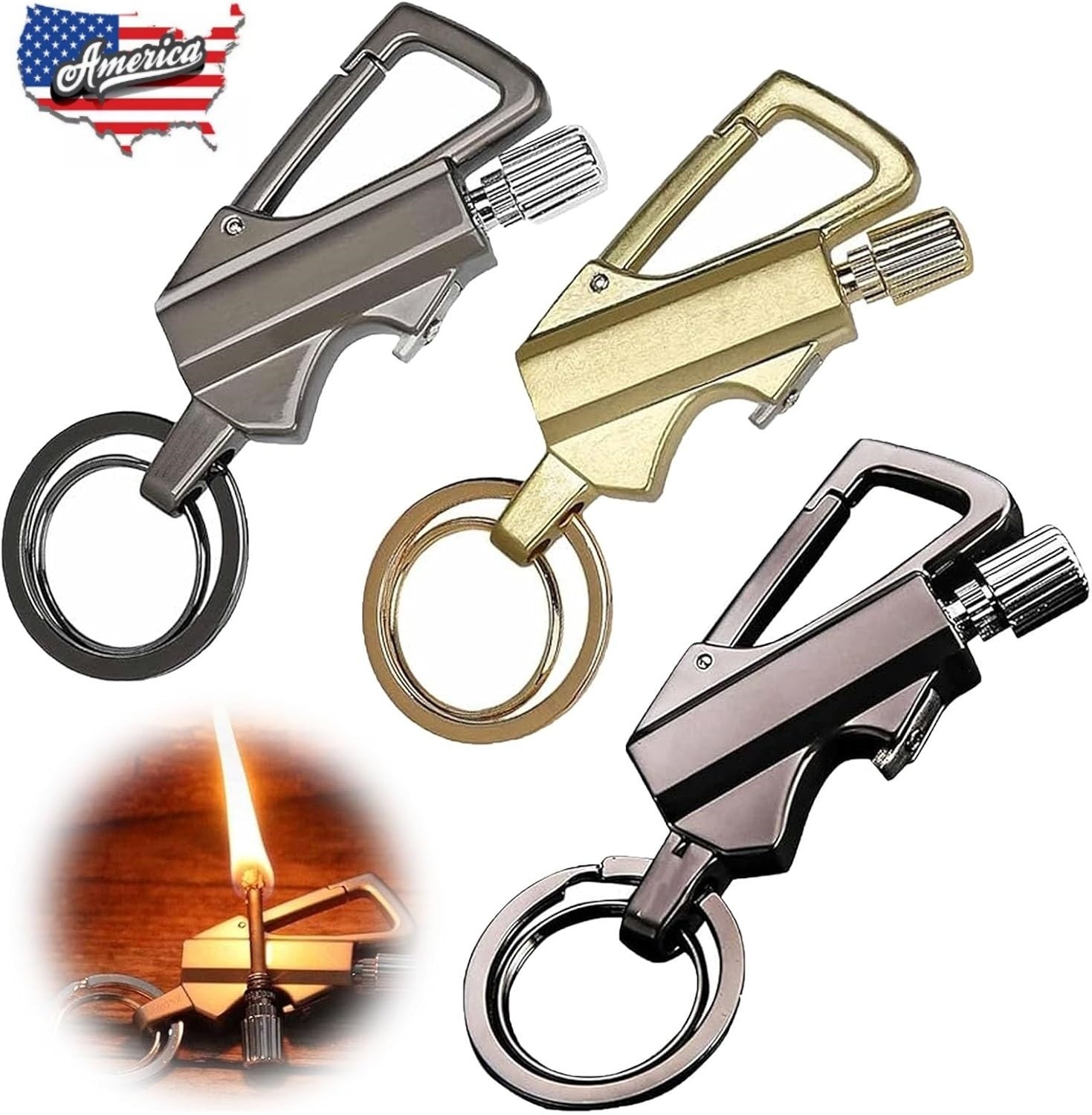 Permanent Match Infinity Lighter w/ Multitool Keychain 2 in 1 Lighter Pipe Metal