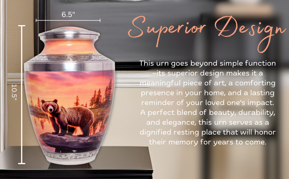 Bear Cremation Urn for Human Ashes – Memorial Jar for Men & Women Adults