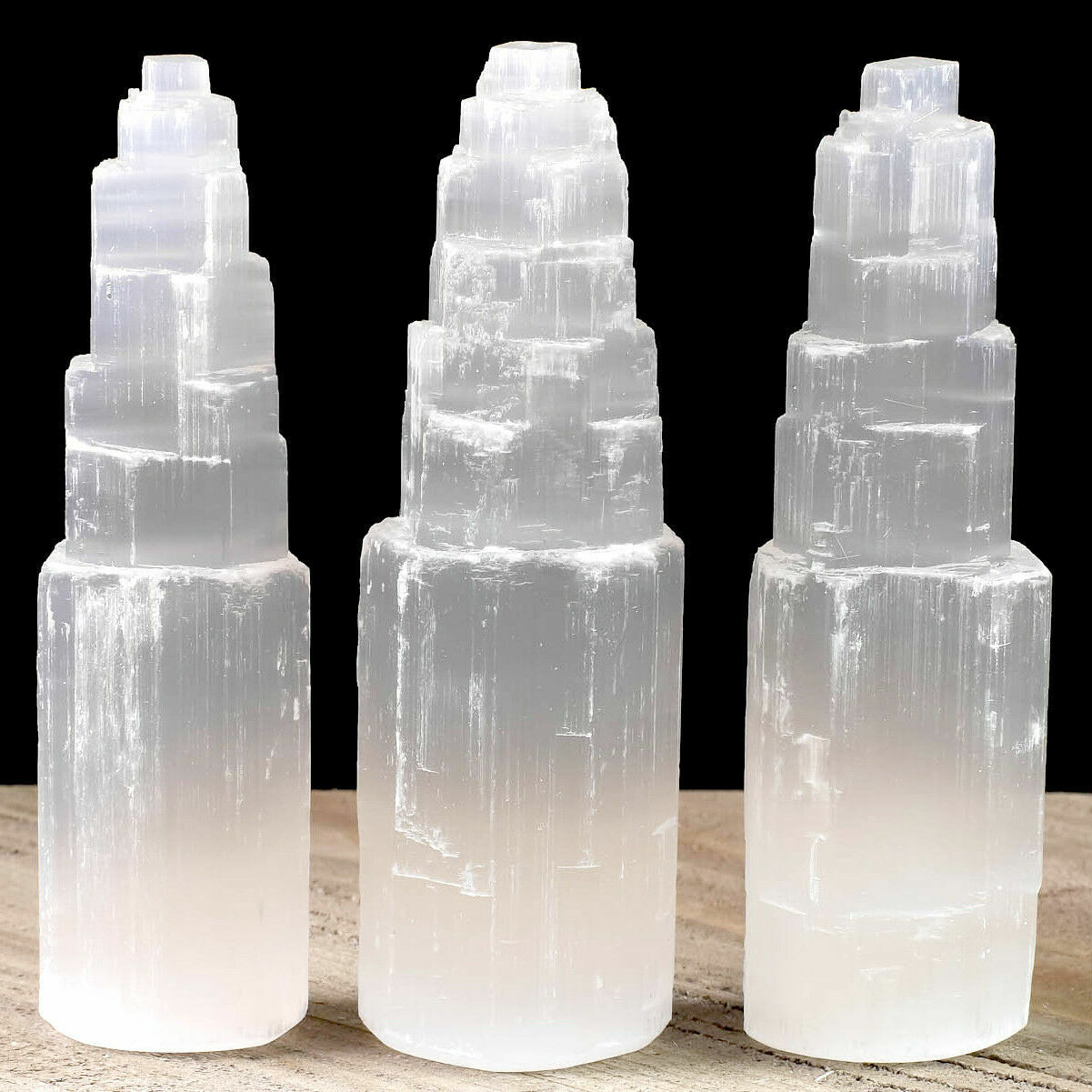 Large SELENITE TOWER Rough 8″ inch Crystal Morocco Natural Carved Healing Energy
