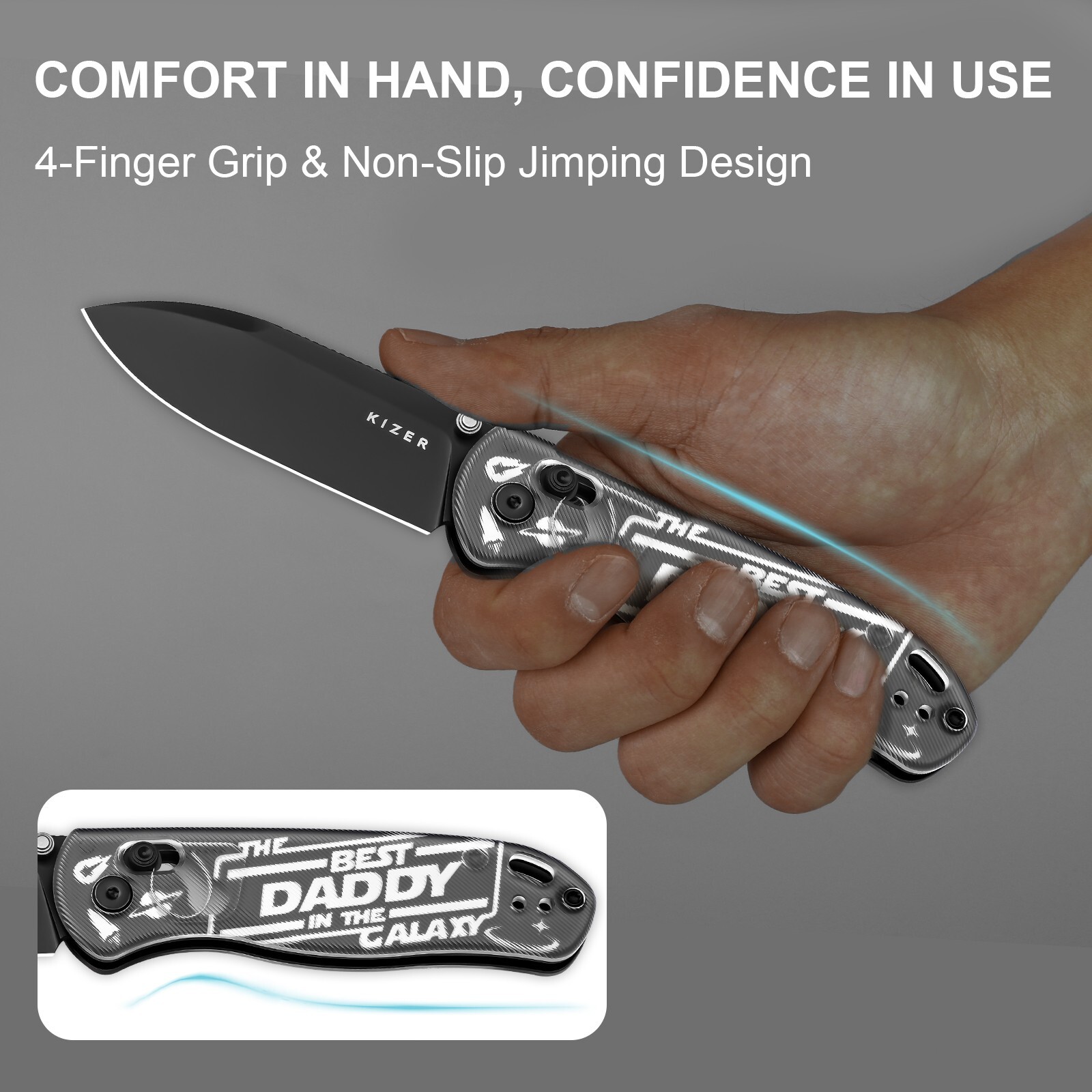 Kizer Drop Bear Folding Pocket Knife Nitro-V Blade Acrylic Handle Gift V3619A11