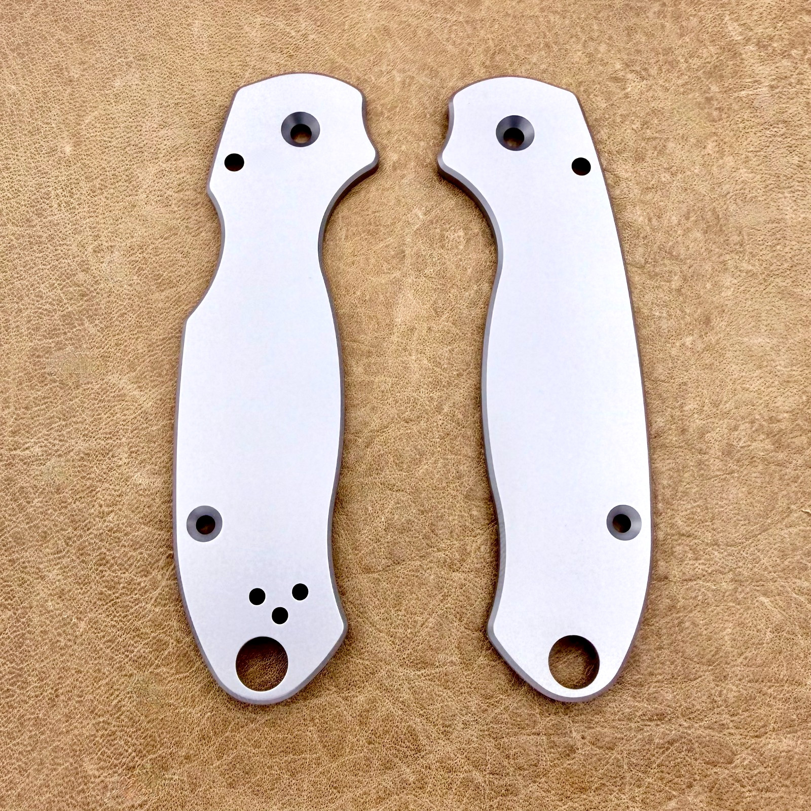 Spyderco Para 3 Scales ~ CNC Milled Titanium – Beadblast Finish – Grade 5 6AL4V
