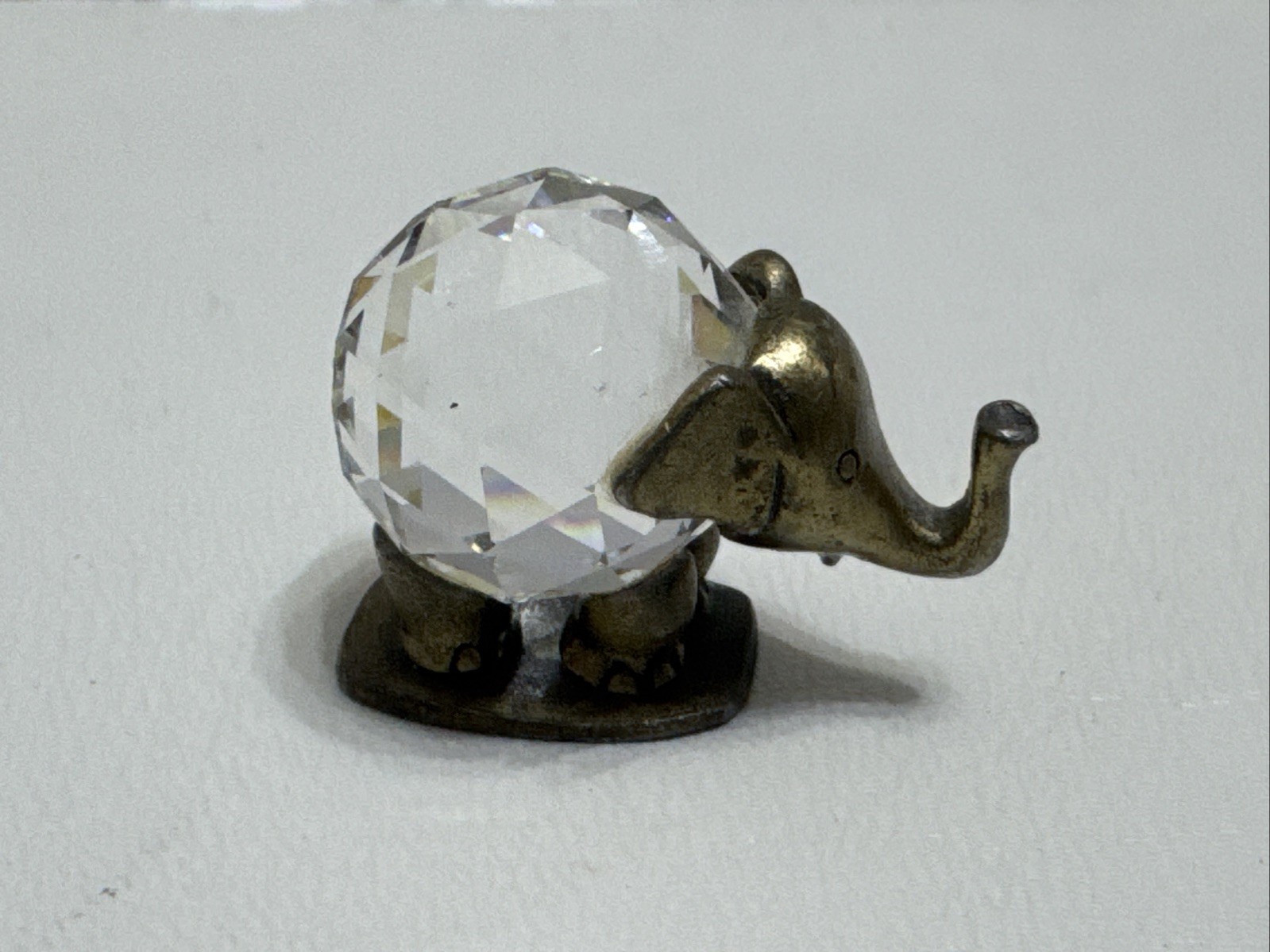 Vintage Bronze-Tone Crystal Elephant Collectible 1” Tall