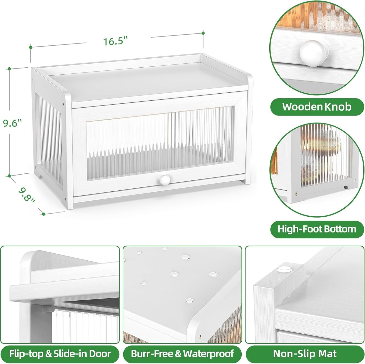Functional Bamboo Bread Box with Clear Window and Ample Storage – Hand Wash Only