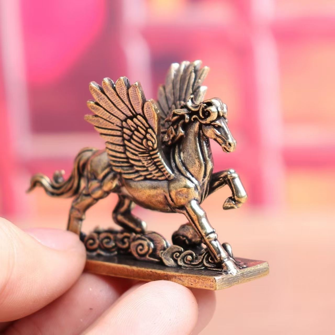 Vintage brass Pegasus solid tea pet home desktop crafts decoration