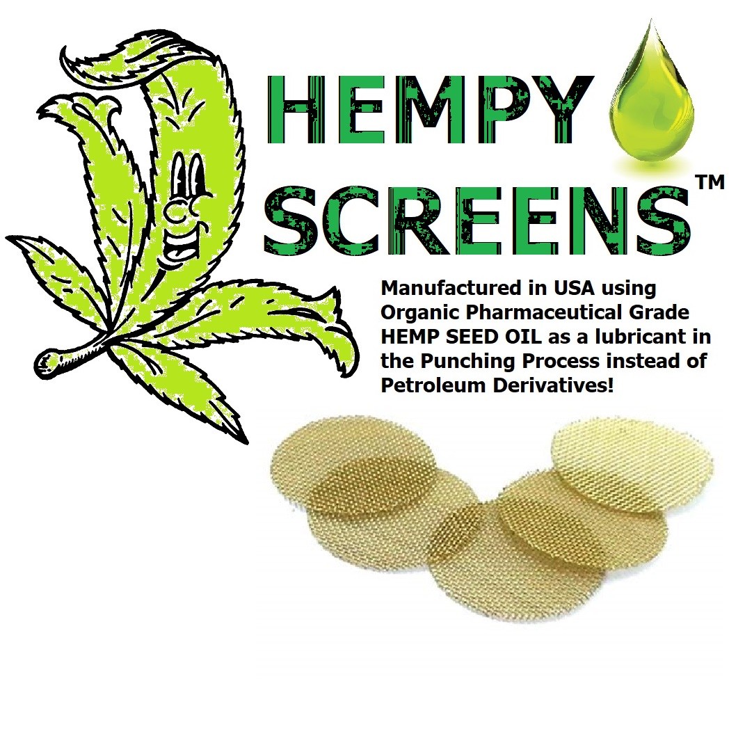 1000+ COUNT 3/4″(.750″/19mm) BRASS PIPE SCREENS – USA MADE USING HEMP SEED OIL