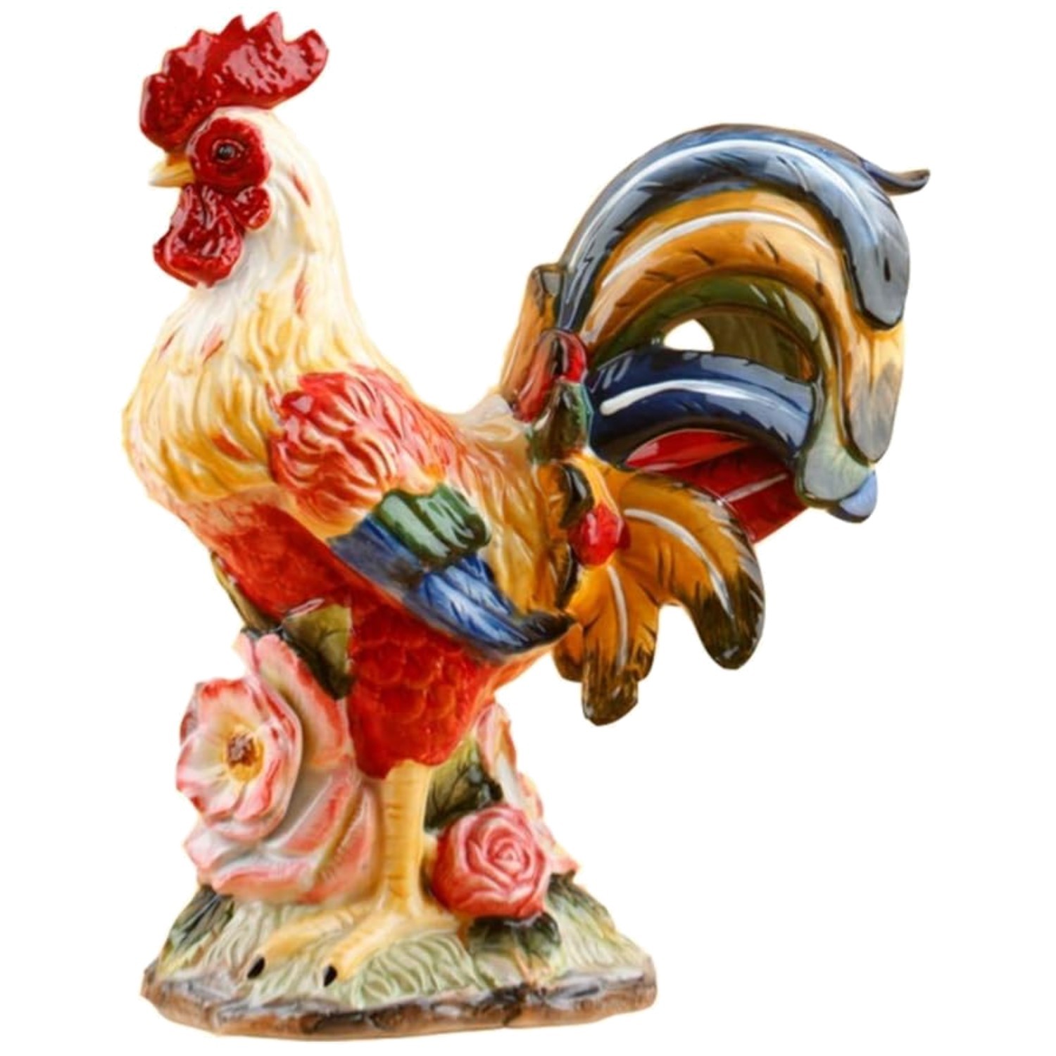 Hand-Painted Ceramic Rooster Collectible – Large Statue