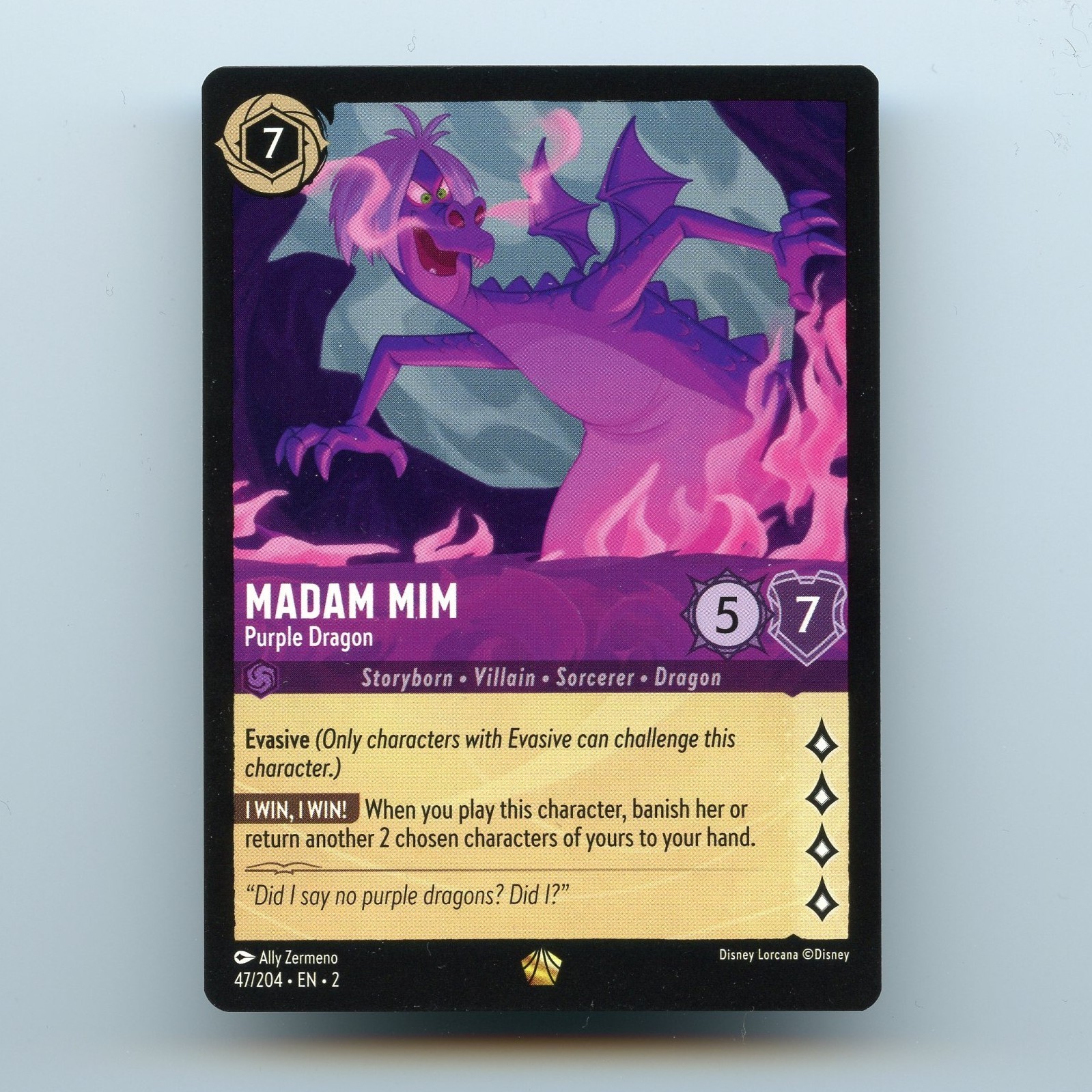 Madam Mim – Purple Dragon 47/204 EN 2 | Legendary Non-Foil | Disney Lorcana TCG