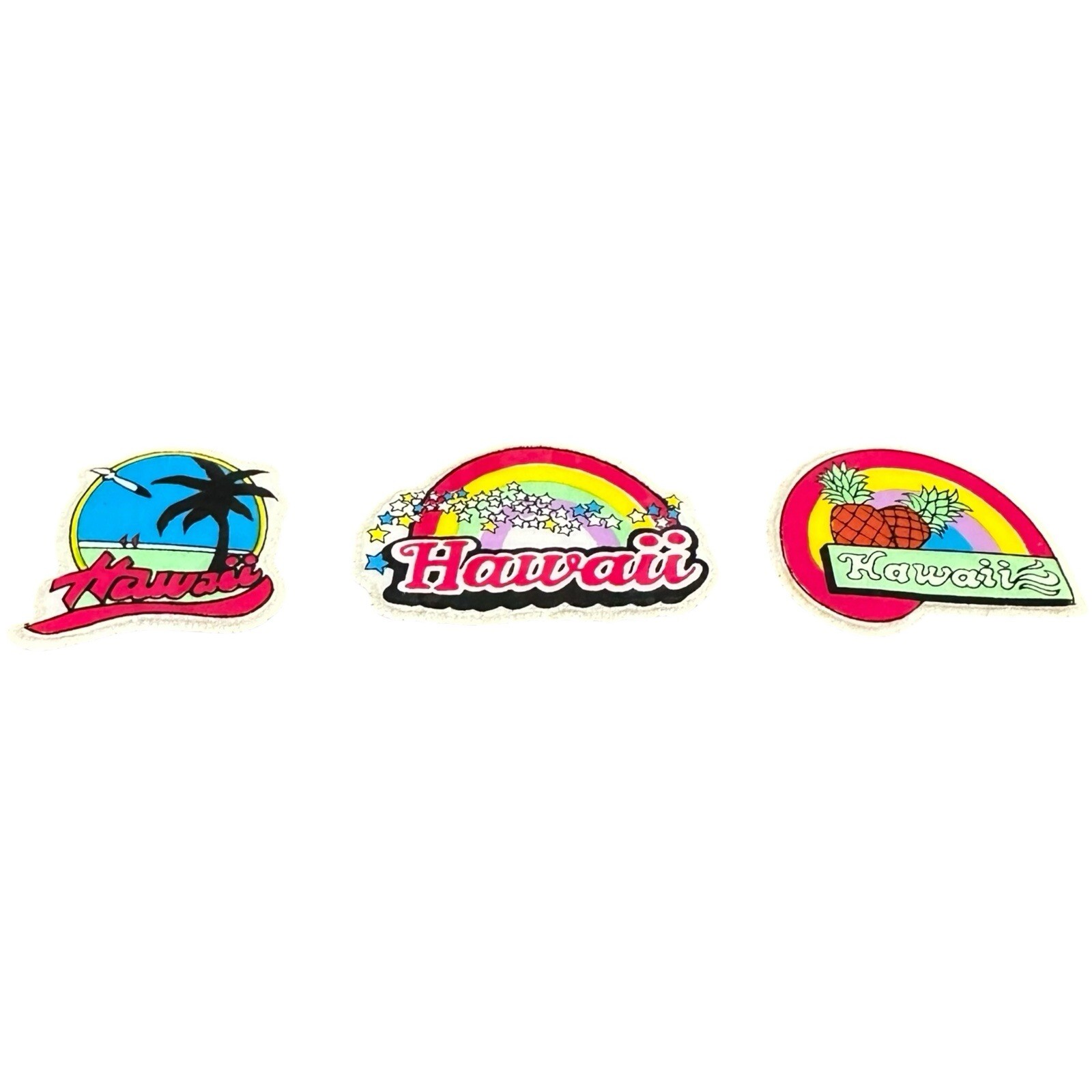 Vintage Retro 80’s Souvenir Puffy Hawaii Stickers Lot Of 3