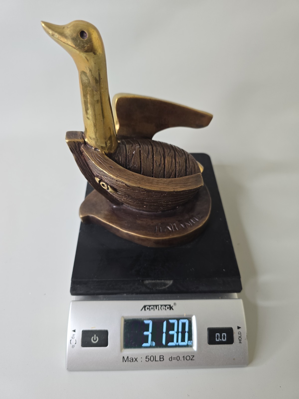 Vintage Contemporary Art Deco Solid Brass Duck Goose Dove Figurine