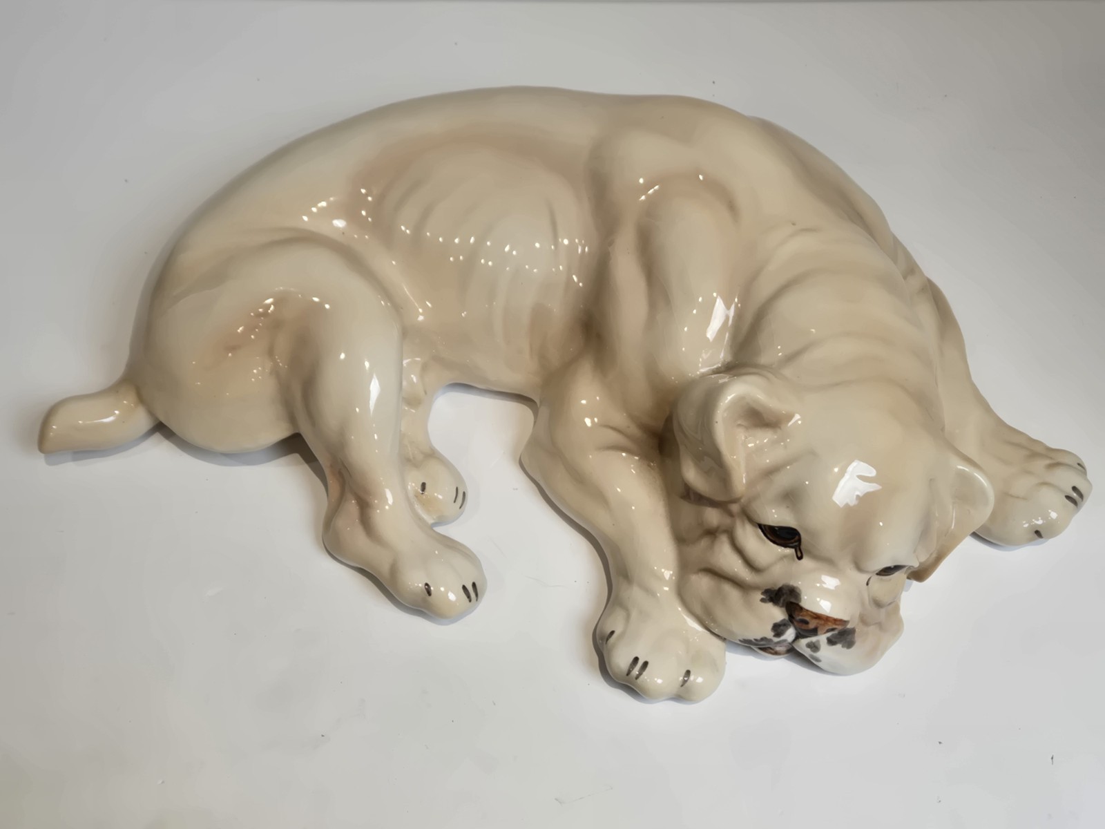 Rare Large 17″ Boxer Resting Dog Ceramic Statue Giovanni Ronzan ITALY MCM