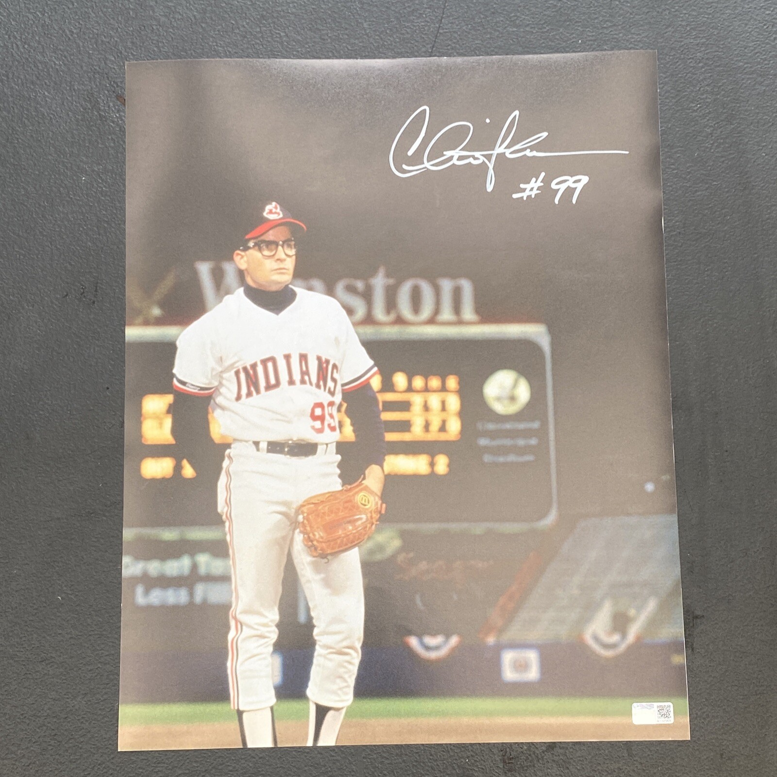 Charlie Sheen Ricky Vaughn Autograph Signed MAJOR LEAGUE 11×14 – Steiner CX COA