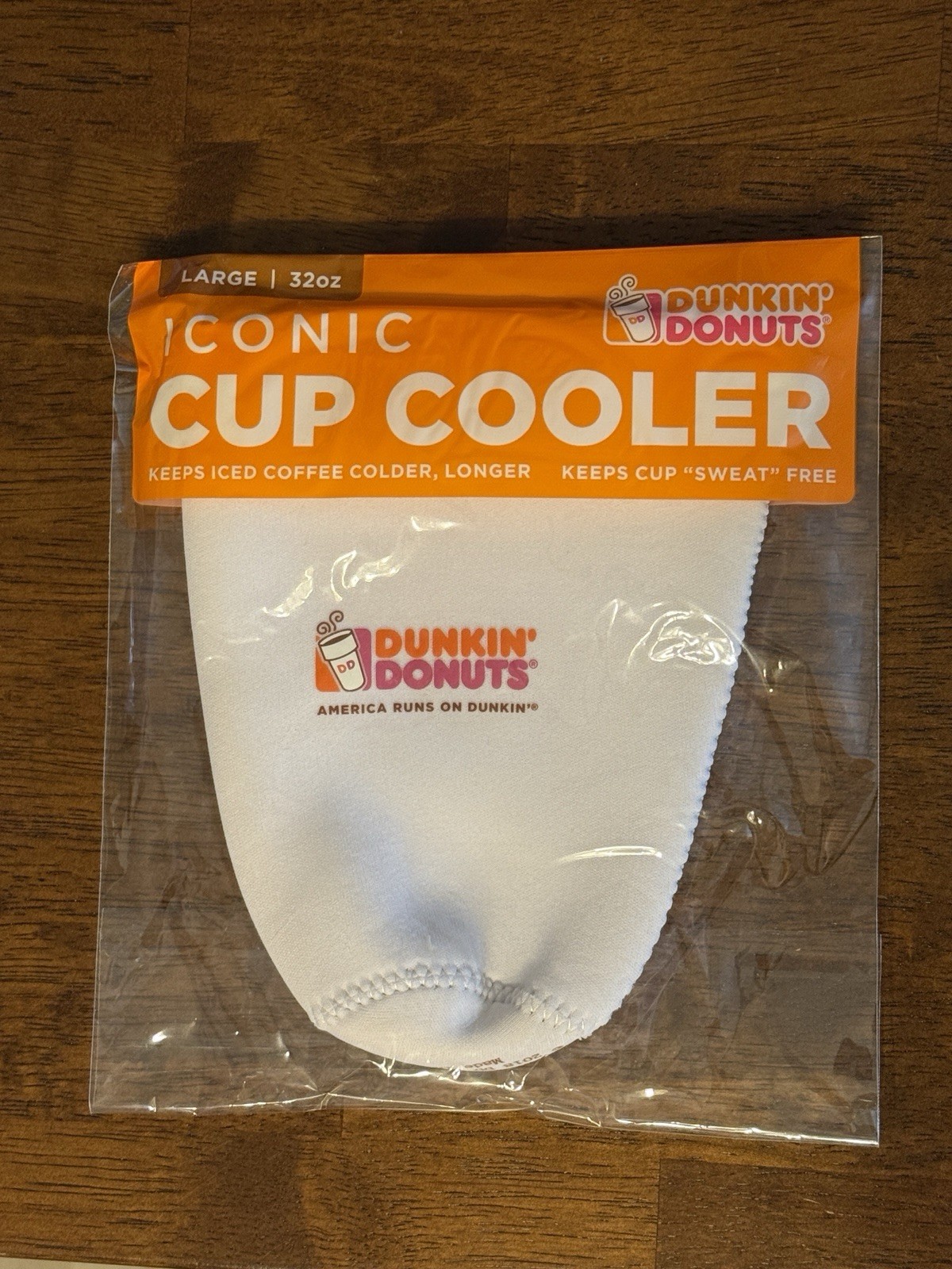Dunkin Donuts – Iconic CUP COOLER – White – Size LARGE 32oz