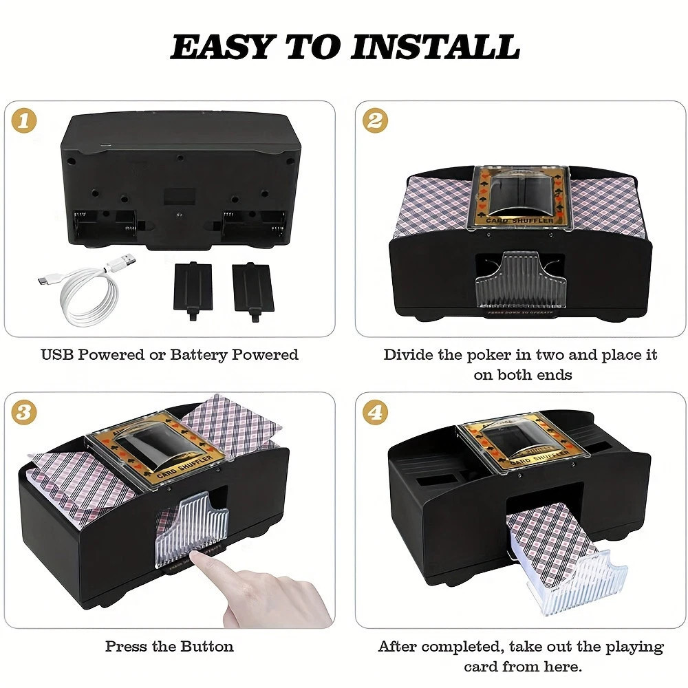 2 Deck Automatic Card Shuffler Poker Cards Shuffling Machine Casino Playing Game