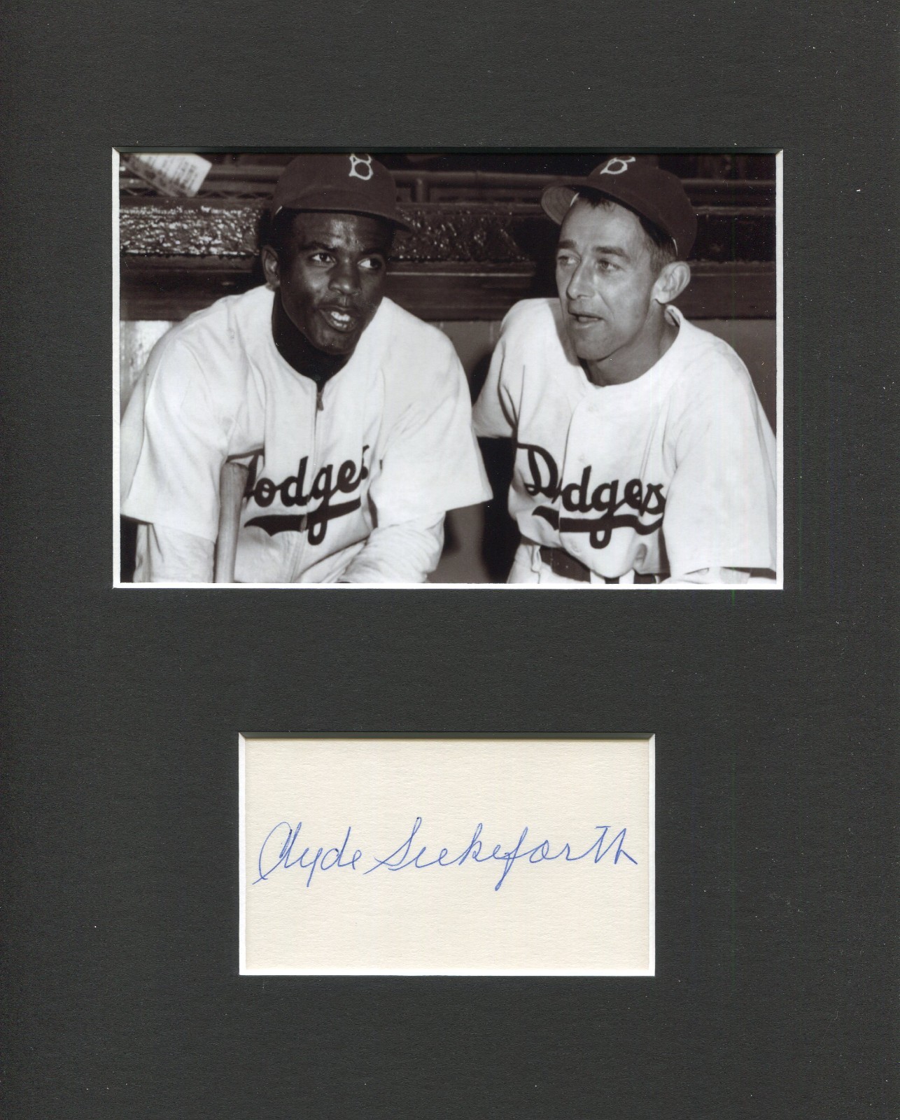 Clyde Sukeforth Brooklyn Dodgers Signed Autograph Photo Display Jackie Robinson