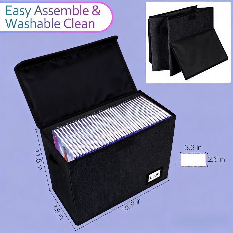 Foldable Linen Comic Book Storage Box Heavy Duty Collapsible Comic Organizer Bin