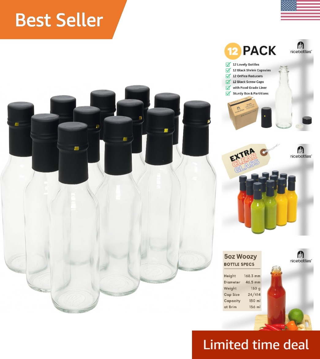 Versatile 5 Oz Clear Glass Bottles with Dishwasher Safe Design – 12 Count