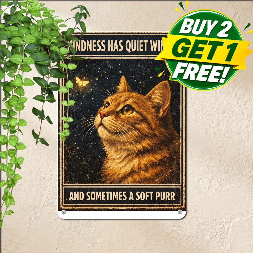 Cat Whisker Angels Tin Sign Funny Pet Memorial Loss Quote Restroom Decor 8×12