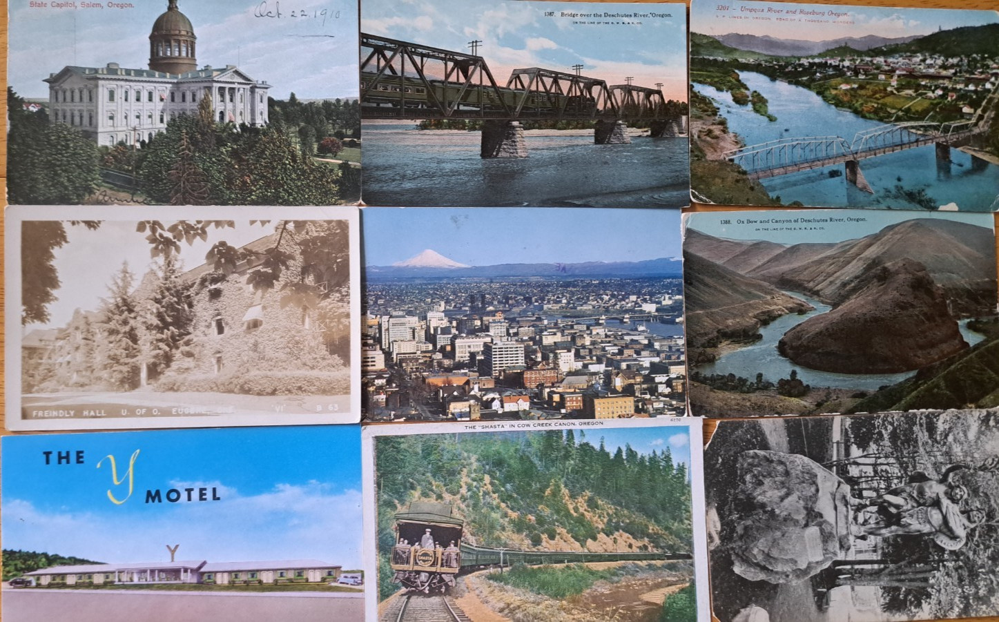Lot of 9 OREGON Vintage Postcards 1930’s-1970’s