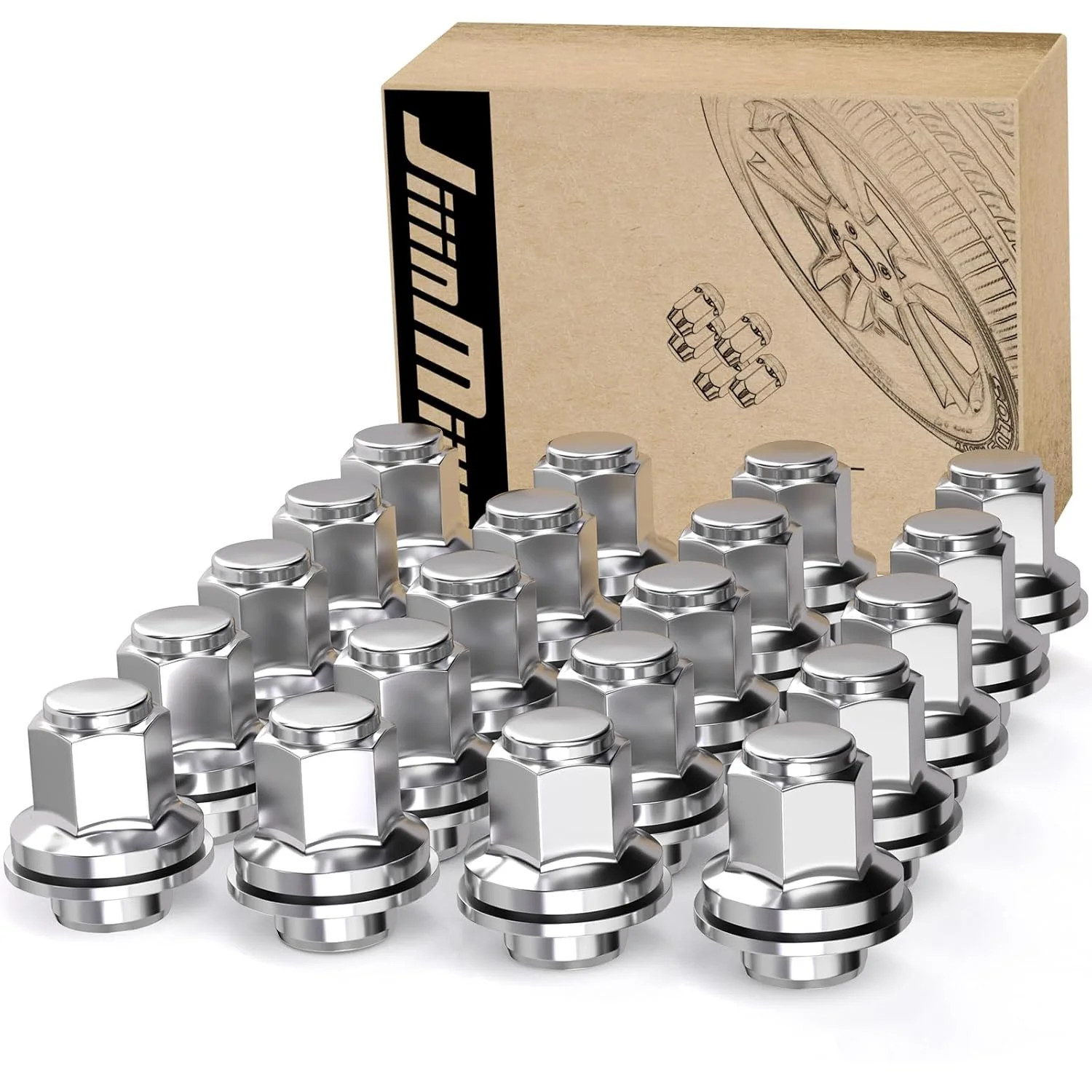 M12X1.5 Toyota Lexus Lug Nuts, 13/16″ (21Mm) Hex OEM Factory Style Chrome Mag Se