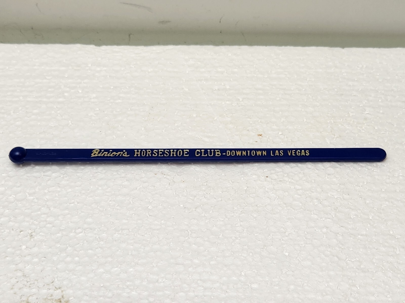 Binion’s Horseshoe Club Las Vegas Nevada Swizzle Stick Drink Stirrer Blue