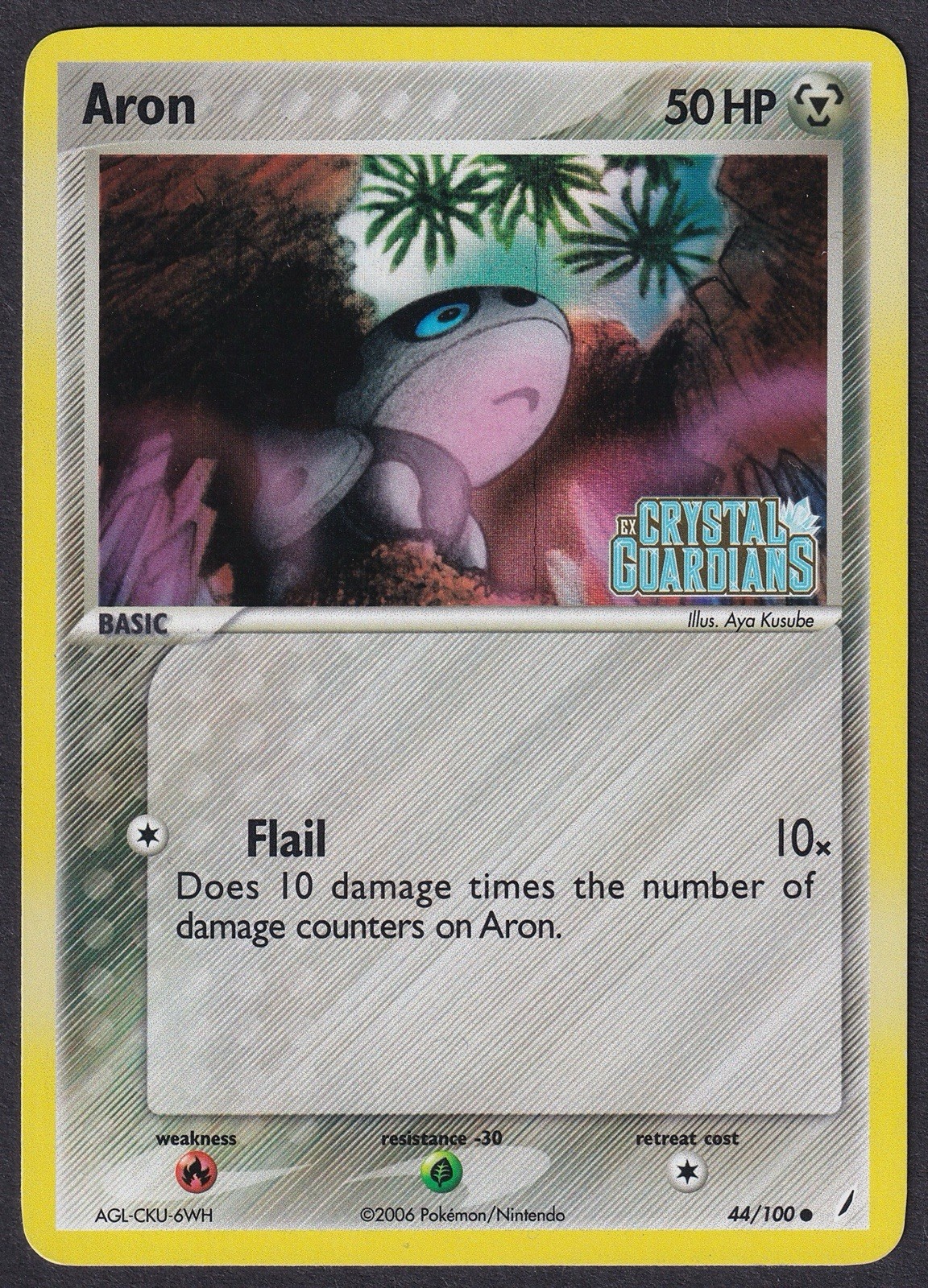 Pokemon Aron 44/100 Reverse Holo EX Crystal Guardians