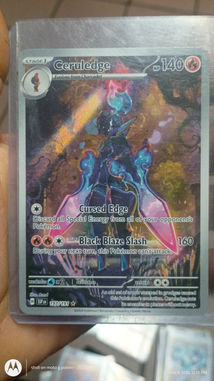 Pokemon TCG Ceruledge Holo Illustration Rare Card 197/191 Sv08: Surging Sparks