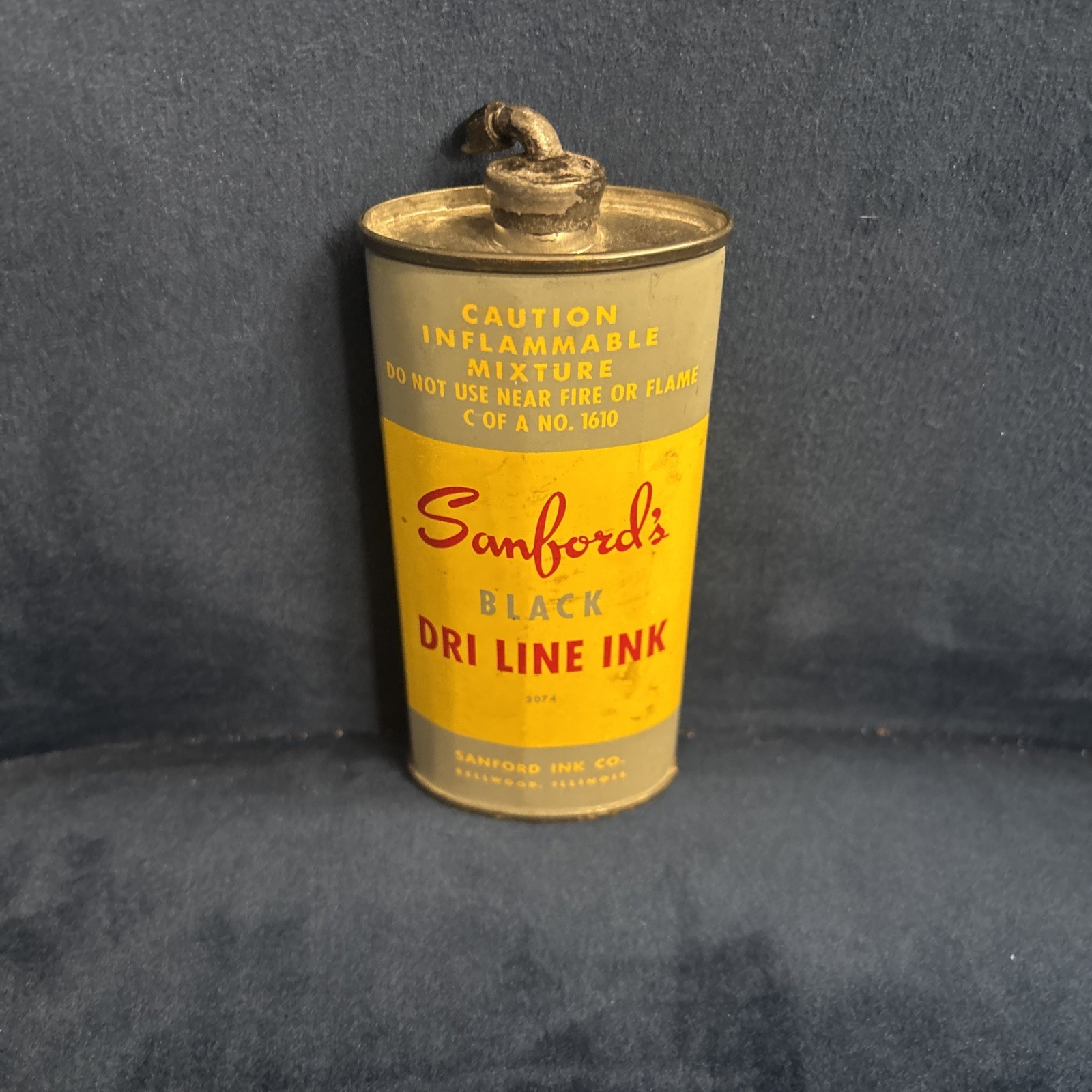Excellent Sanford’s Dri Line Black Ink Vintage Lead Top Handy Oiler Oil Can