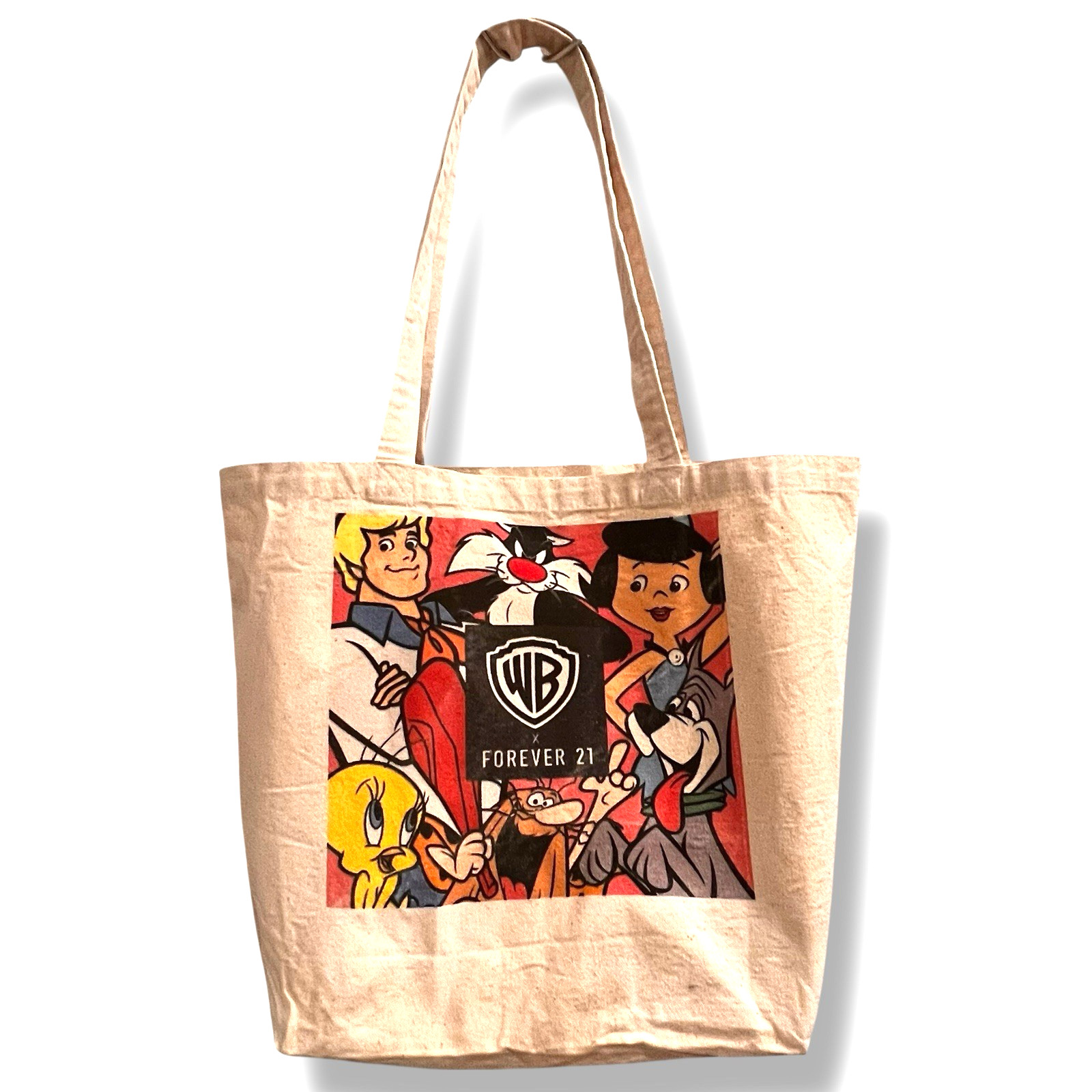 RARE WB Warner Bro. Forever21 Collab Canvas Tote Bag -Shopping Bag Book Bag-