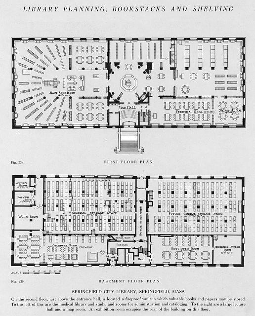 Springfield Mass Springfield City Library 1915 Floor Plan Bookstacks Shelving
