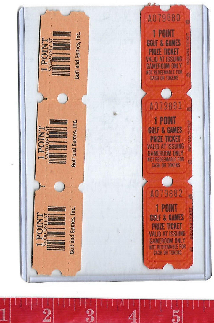 Vintage Lot tickets Putt- Putt golf and Games 1989 redemption tickets
