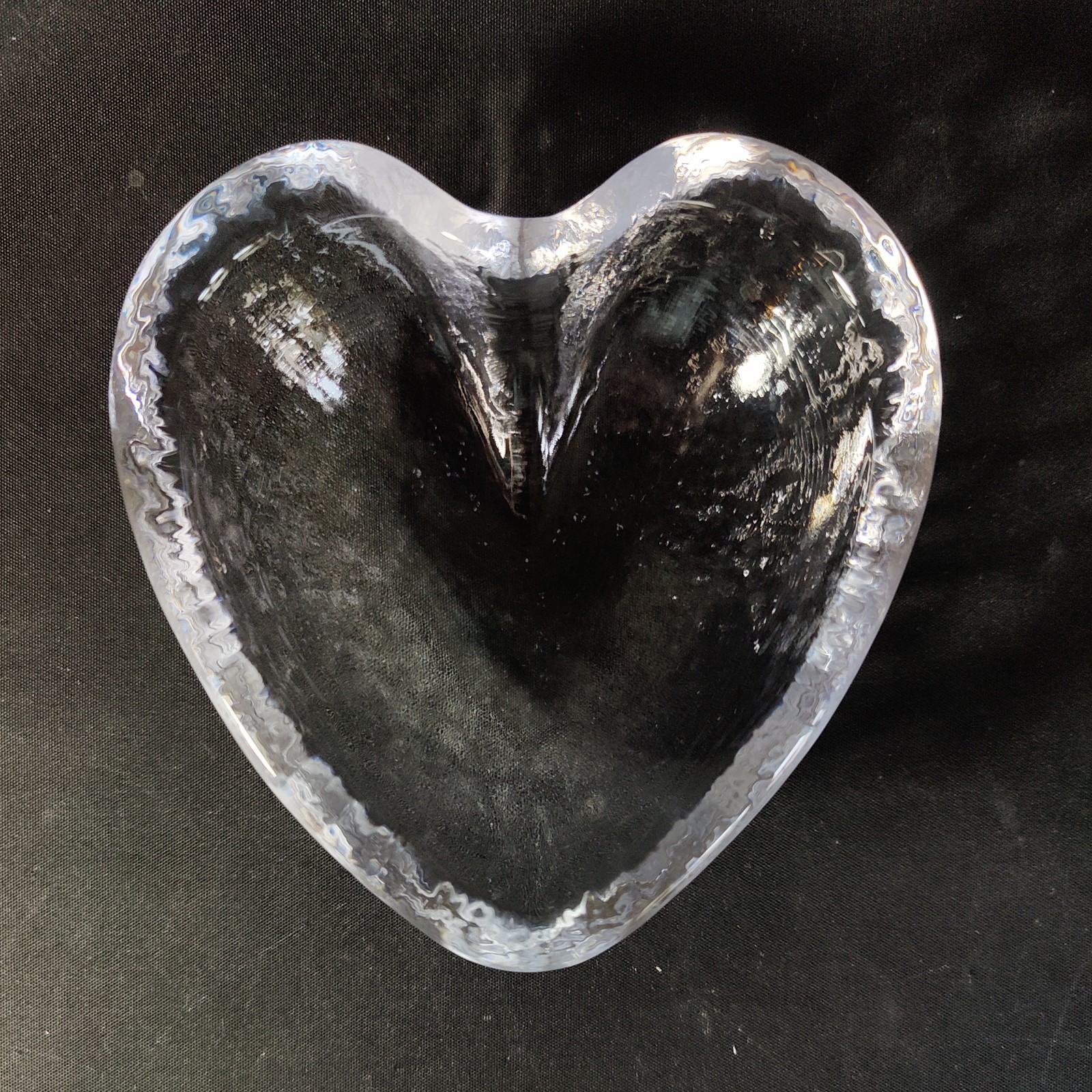 SIMON PEARCE HIGHGATE HEART CANDY DISH, Hand Made, Art Glass, 5″, Made in USA