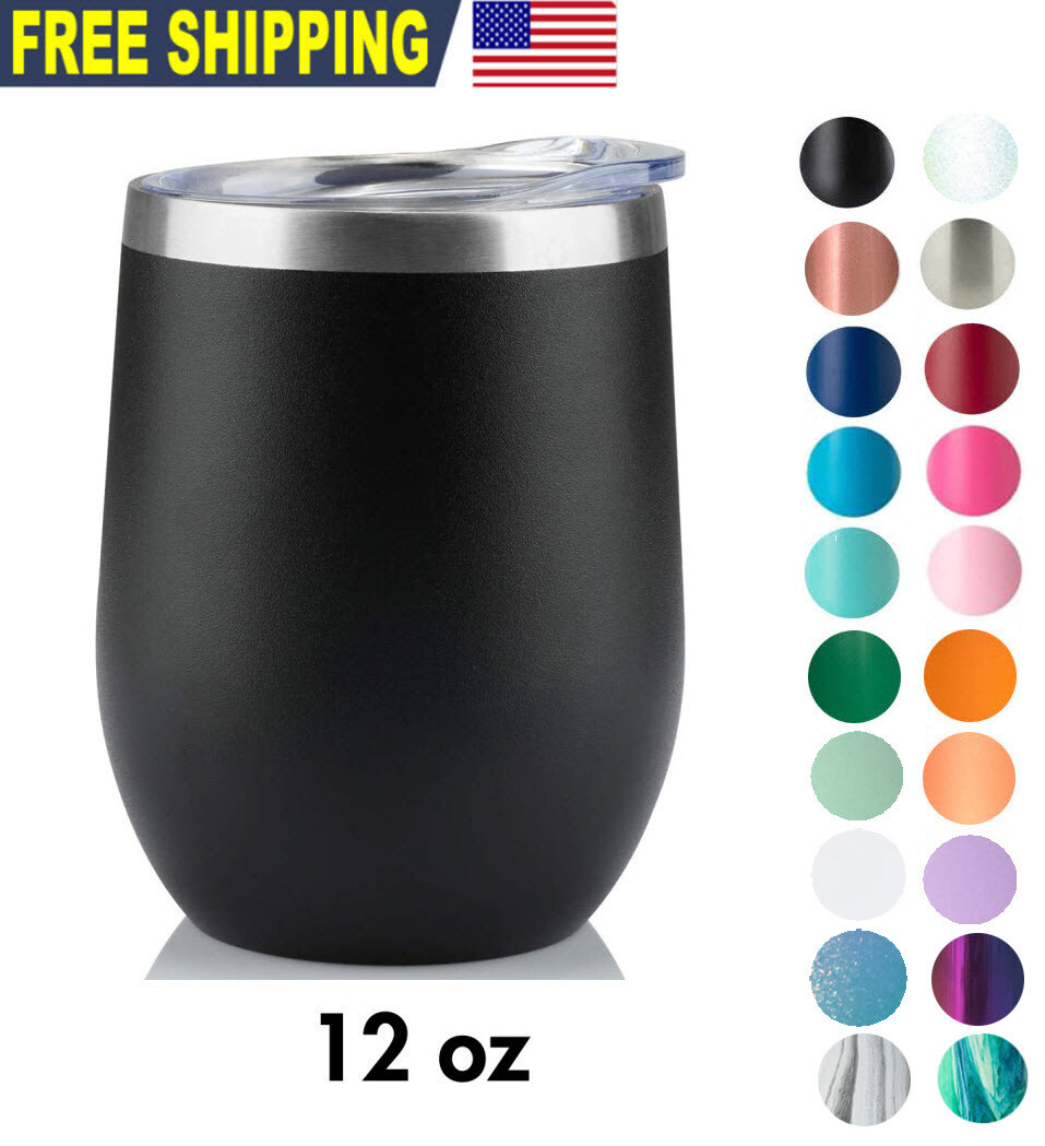 12oz Wine Tumbler Sip Lid Double Wall Stainless Steel Insulated wine glass