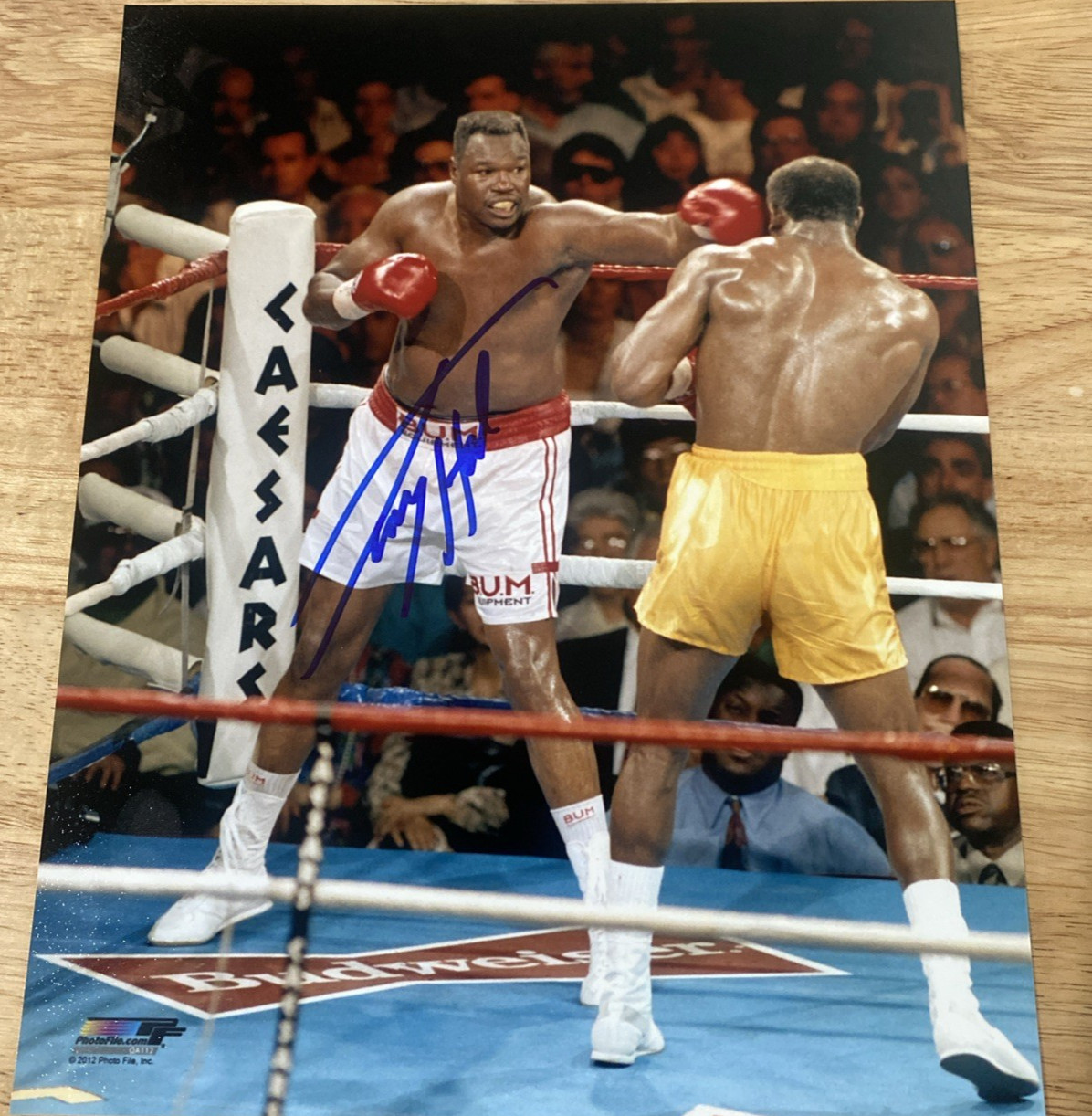 LARRY HOLMES 8X10 SIGNED PHOTO BOXING PICTURE AUTOGRAPHED IN PERSON VS HOLYFIELD
