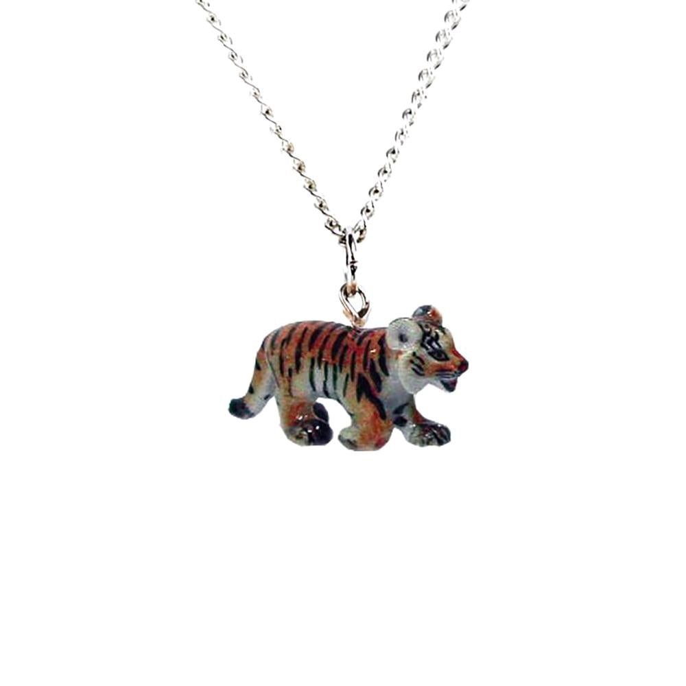 Little Critterz Jewelry Tiger Forest Animal – Necklace Pendant Porcelain Jewelry