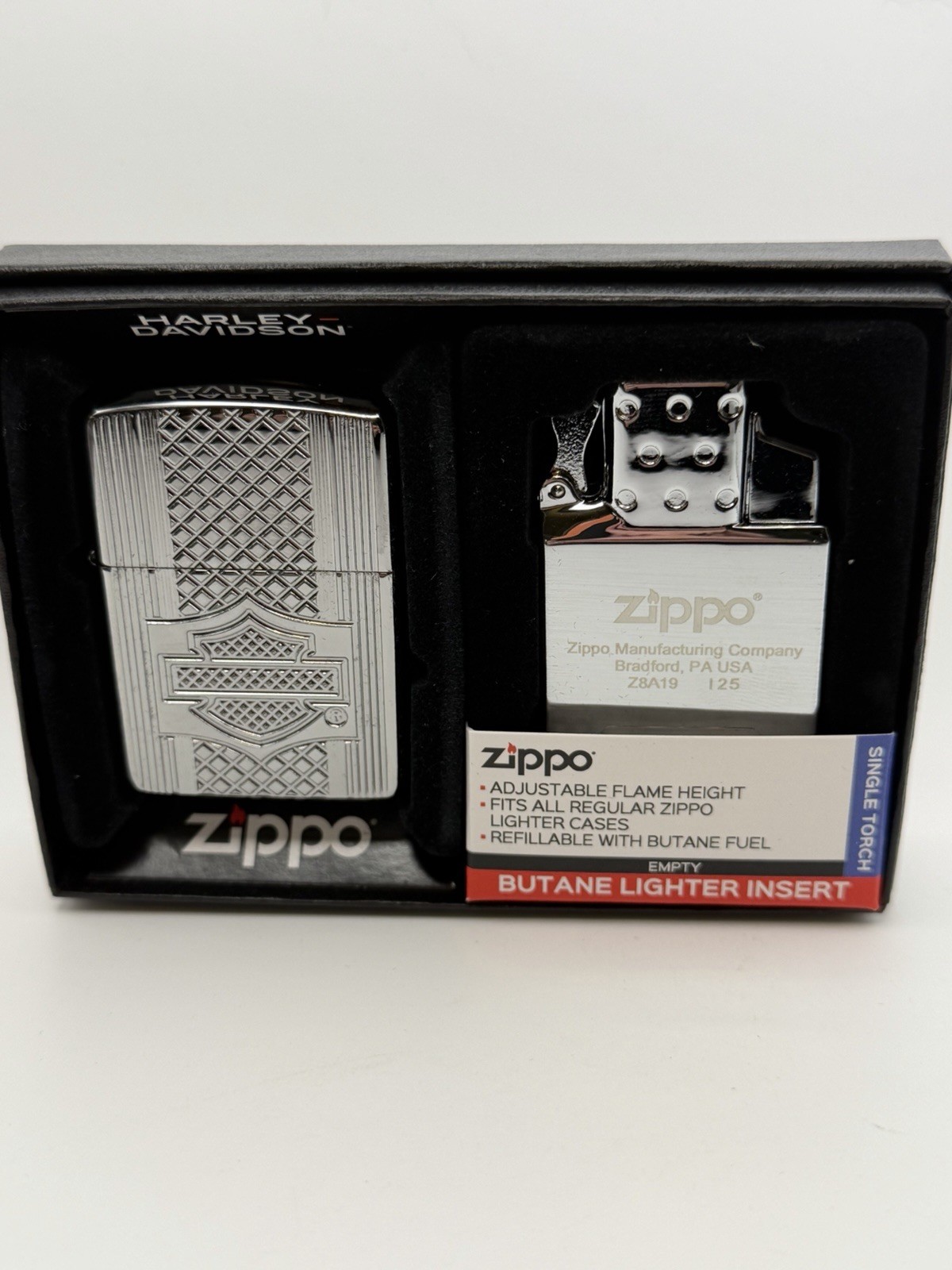 2023 Harley Davidson Deep Carve Armor & Butane Insert Zippo Lighter NEW 48861