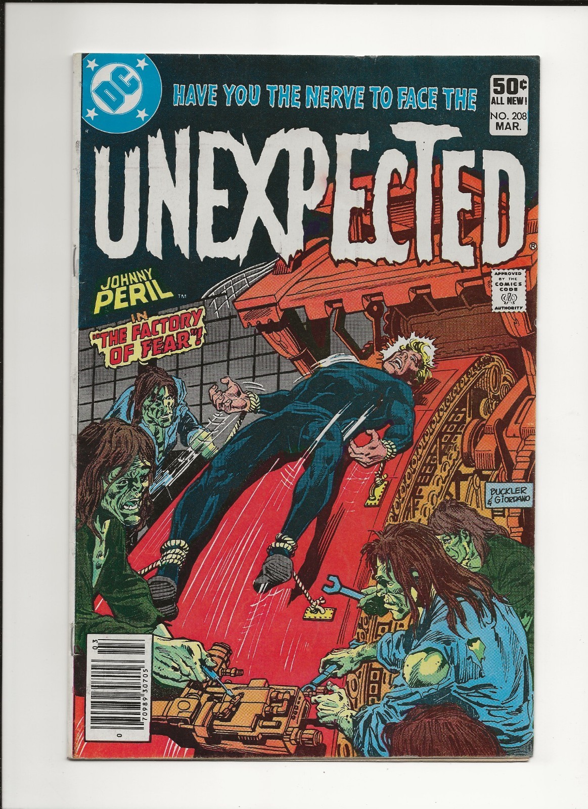 Unexpected #208 1981 – DC – Horror – Mystery – The Factory of Fear – Peril – VG