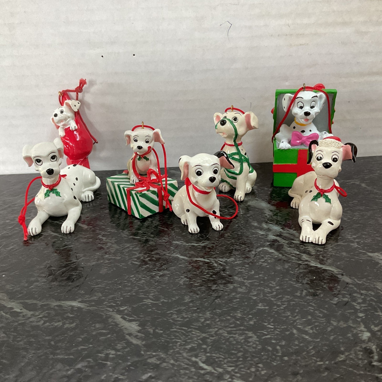 Disney 101 Dalmatians Christmas Ornaments Lot of 7 Porcelain