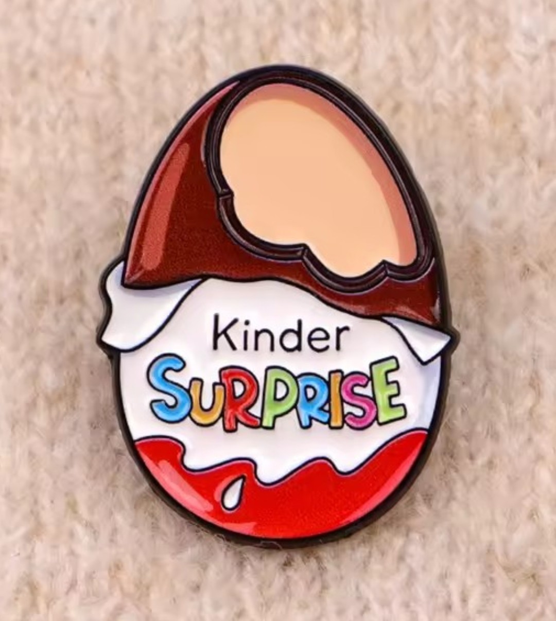 Kinder Surprise Egg Metal Enamel Pin Badge Retro Chocolate Nostalgia